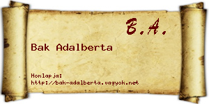 Bak Adalberta névjegykártya